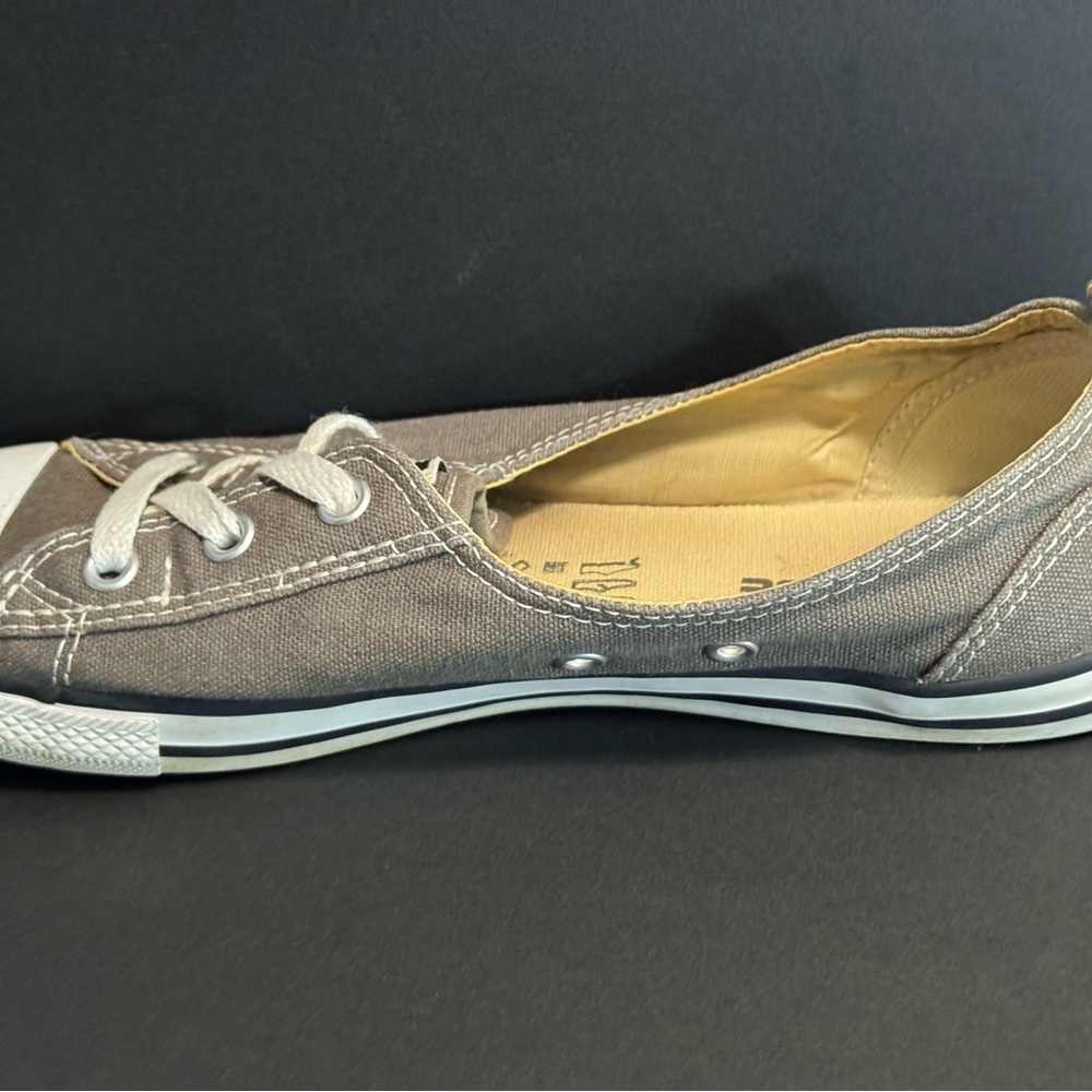Converse Gray and White Canvas Sneakers with Rubber Toe Cap - Picture 7 of 10